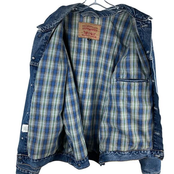 Vtg Levis Jacket Mens Large Flannel Lined Denim Trucker Made USA 90s Western Y2K - Picture 3 of 16